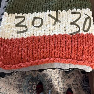 Cozy Striped Plush Throw - Olive, Cream & Rust